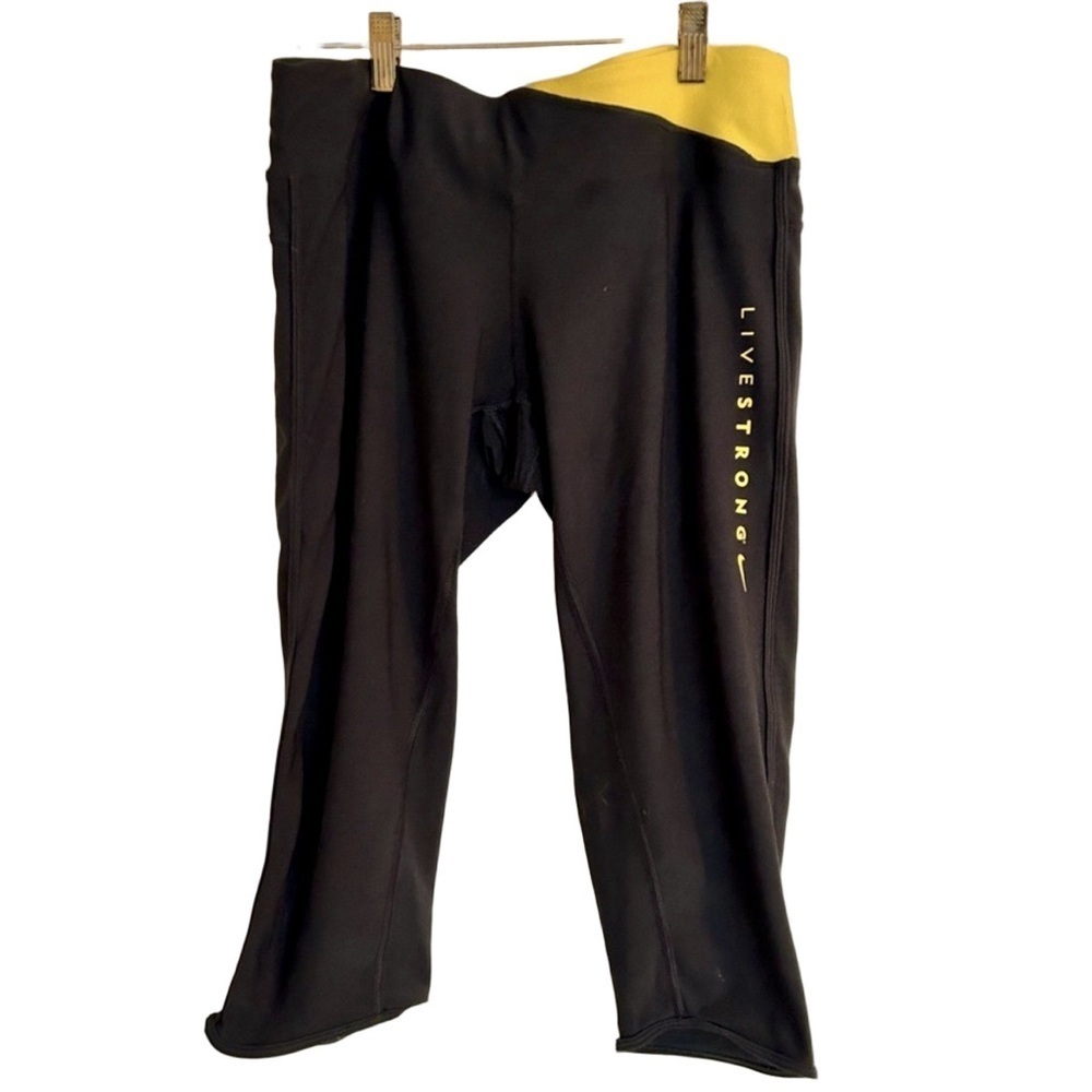 Nike Livestrong Dri-Fit Capri Leggings, Size L, Black/Yellow